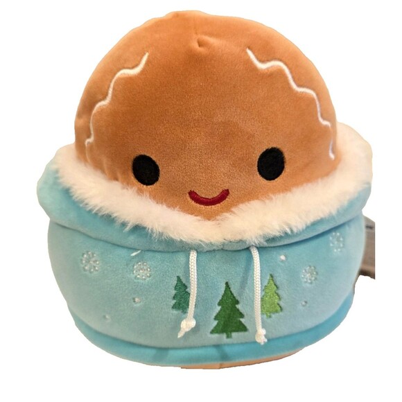 Squishmallows Jordan Gingerbread Plush 8" Holiday 2024 Blue Hoodie Tree Tag NWT - Picture 7 of 9